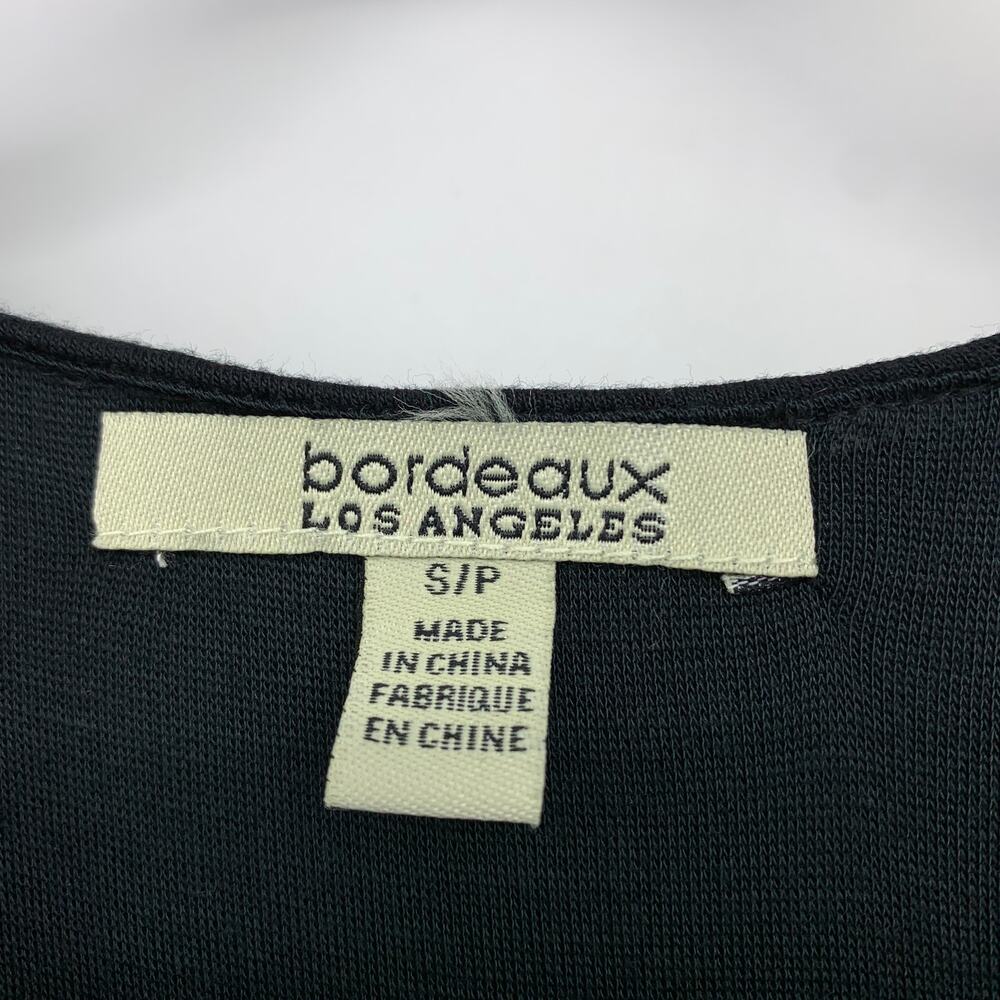 Bordeaux Sleeveless Dress Womens Size Small Black Draped Front Jersey Knit - Picture 5 of 6